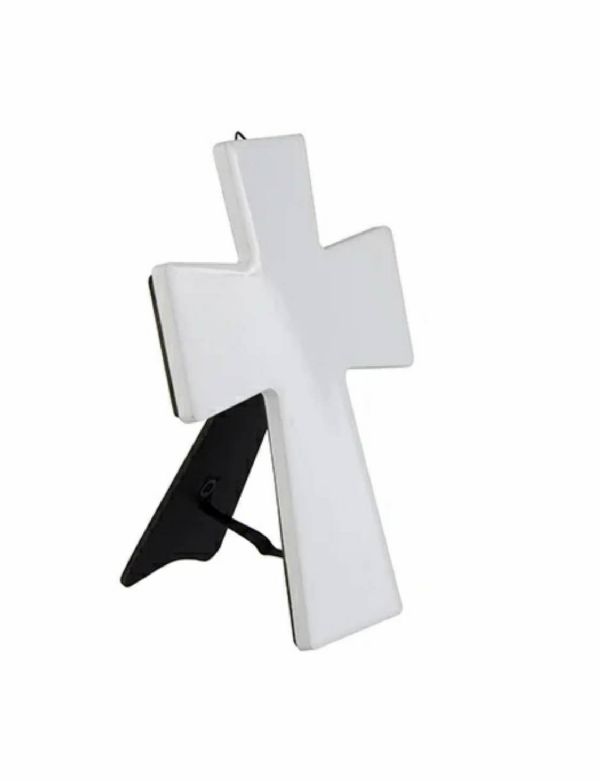 DyeTrans Sublimation Blank Porcelain Cross with Stand - Gloss White