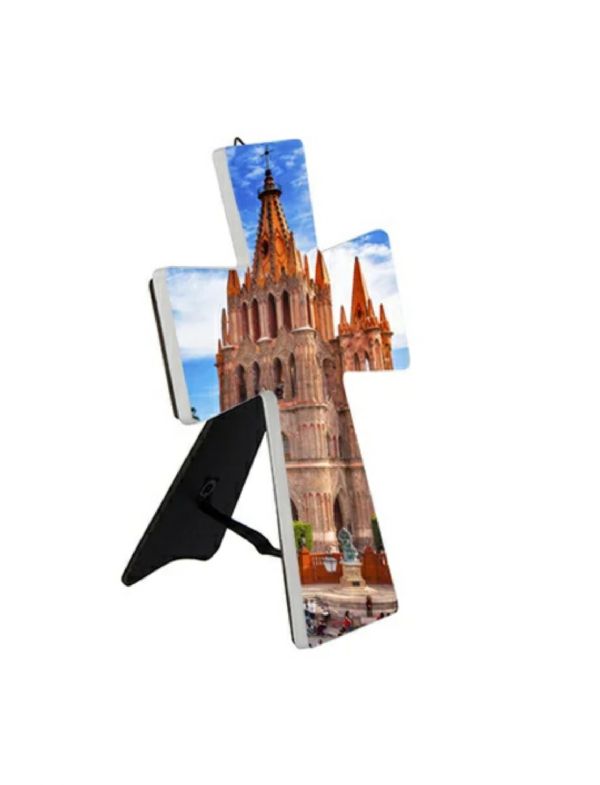 DyeTrans Sublimation Blank Porcelain Cross with Stand - Gloss White #3