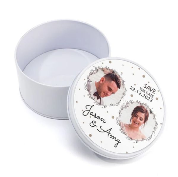 Metal Tin - Double Side in White - Round #4