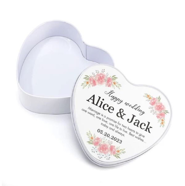 Metal Tin - Double Side in White - Heart shape #4