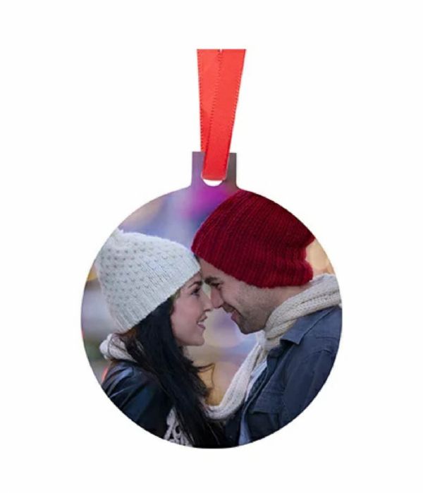 DyeTrans Sublimation Blank Aluminum Ornament - 2.67" x 3" Ball w/Ribbon #2