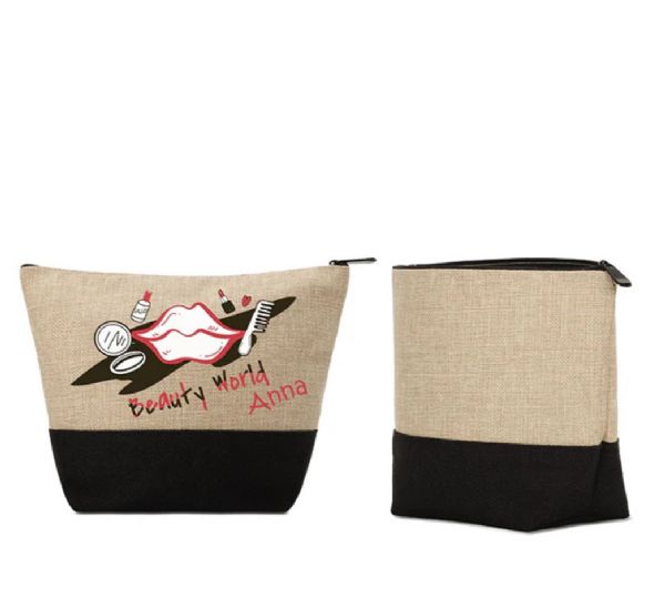 Dark SubliLinen Cosmetic Bag With Black Base - 7.3" x 9.4" #5