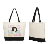 Natural Linen Shopping Bag With Black Base - 14" × 19"