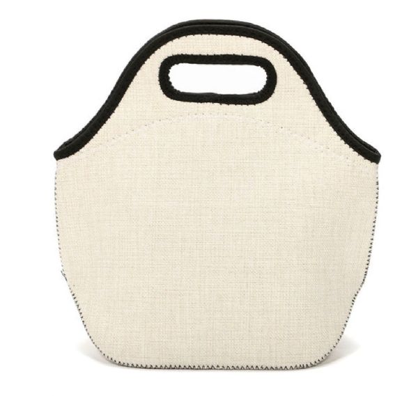 Sublimation Blank SubliLinen Lunch Bag - 11"x11.25" Natural w/Black Trim