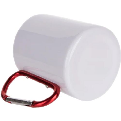 LumaSteel Sublimation Stainless Steel Mug - 11oz - White with Red Carabiner Handle #4